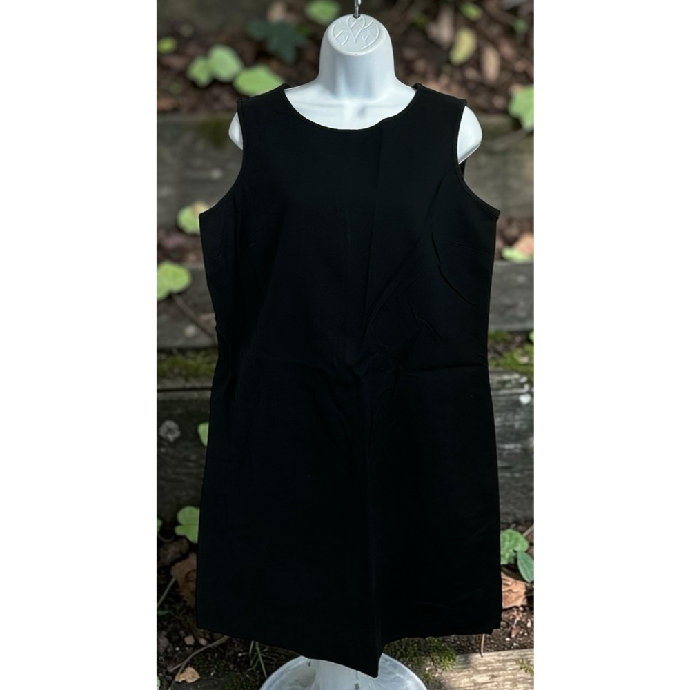 Eddie Bauer Black Sheath Dress Sz XL Cotton Sleeveless Back Zipper Knee Length